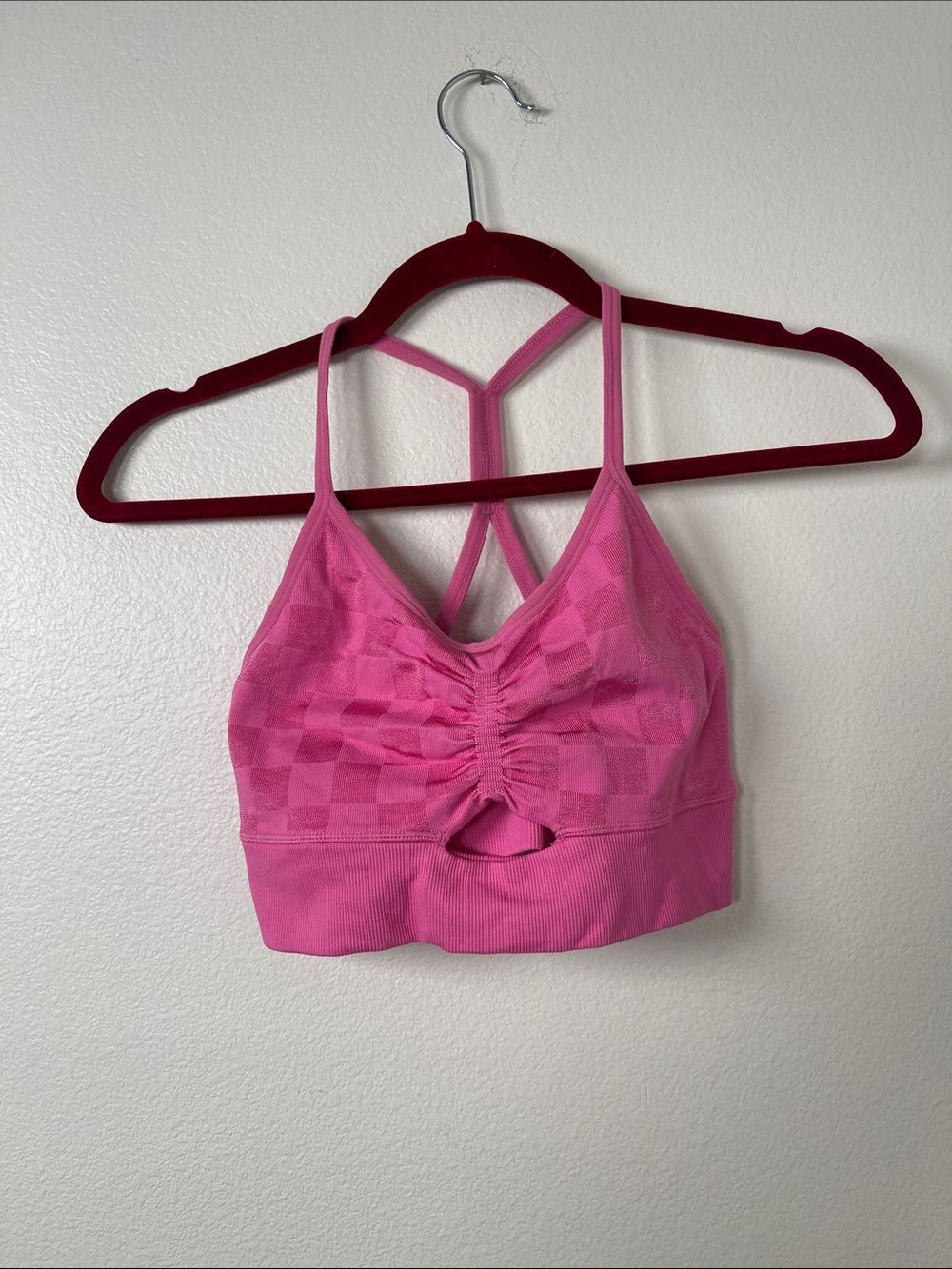 Seamless Pink Ruched Bralette Crop Top